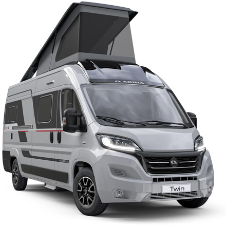 Twin Sports SGX; med eleltrisk hæve-sænke seng bagerst og Pop Top roof "sovekabine" på taget.